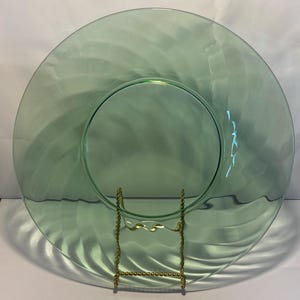 Vintage Spiral Optic Green Uranium depression glass Serving Plate