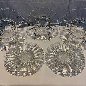 Vintage Heisey Crystolite Flower Shaped Glass serving plates