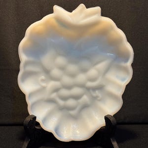 Hazel Atlas Milk Glass Grape Cluster Trinket dish