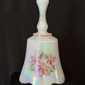 Fenton Opal Iridescent Hand painted Glass Bell