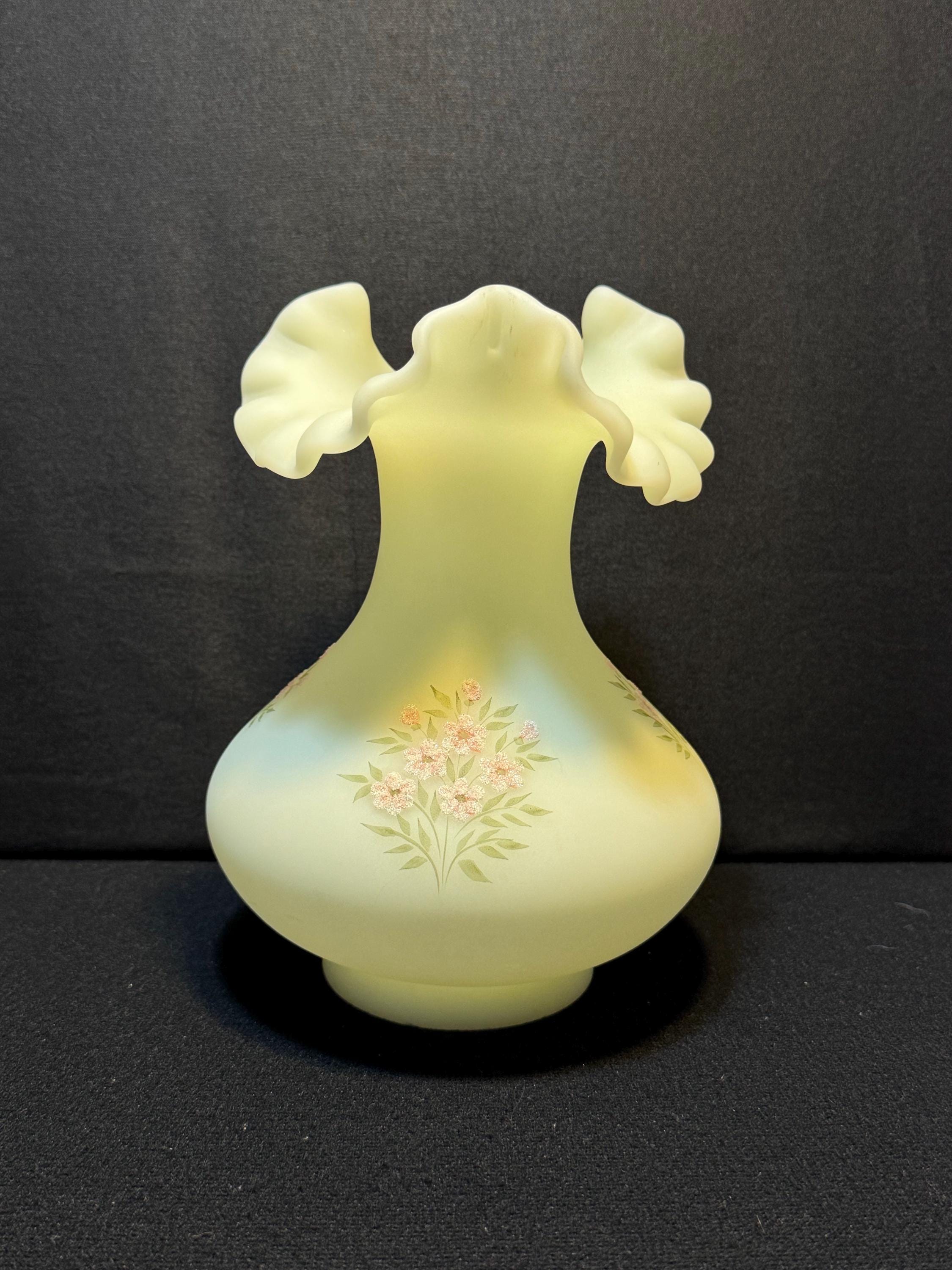 【値下げ・美品】アメリカ　フェントン社イエローガラス、コンポート台 値下げ・美品】アメリカ フェントン社イエローガラス、コンポート台