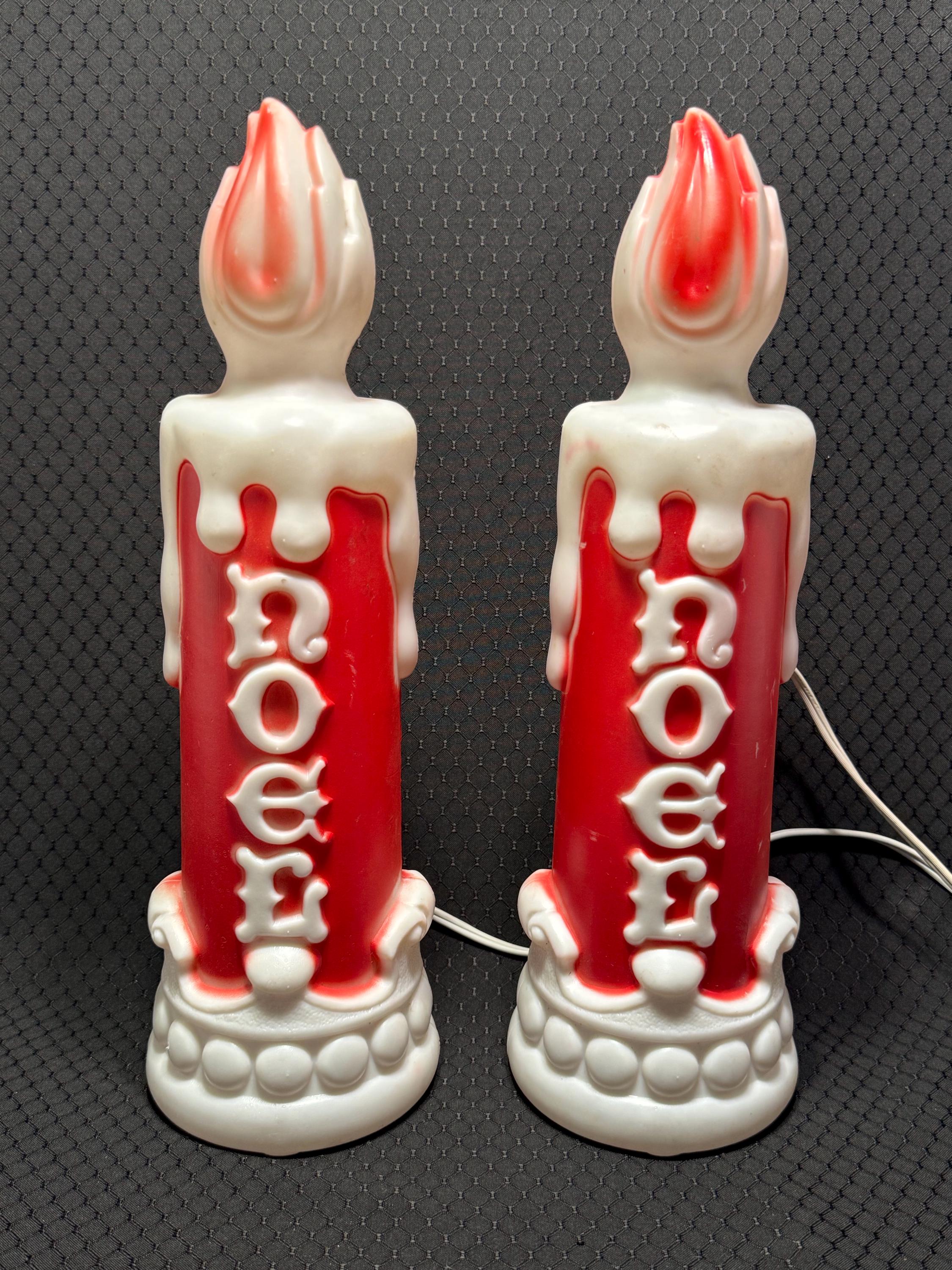 Vintage Blow Mold Noel Candles - Etsy