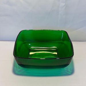 Anchor Hocking Green Charm Square glass serving bowl