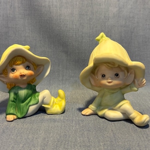 Vintage Ceramic Spring Pixie Elf  figures