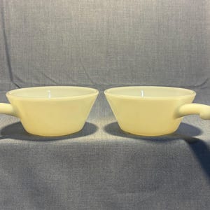 Vintage Fire King Milk Glass Handled Soup Bowls