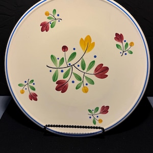 German Folk Art Decorative Hanging Plate With Hand Painted Tulips