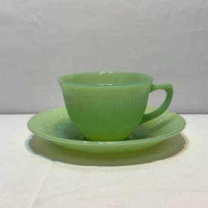 Vintage Fire King Green Jadeite Tea Cup and Saucer