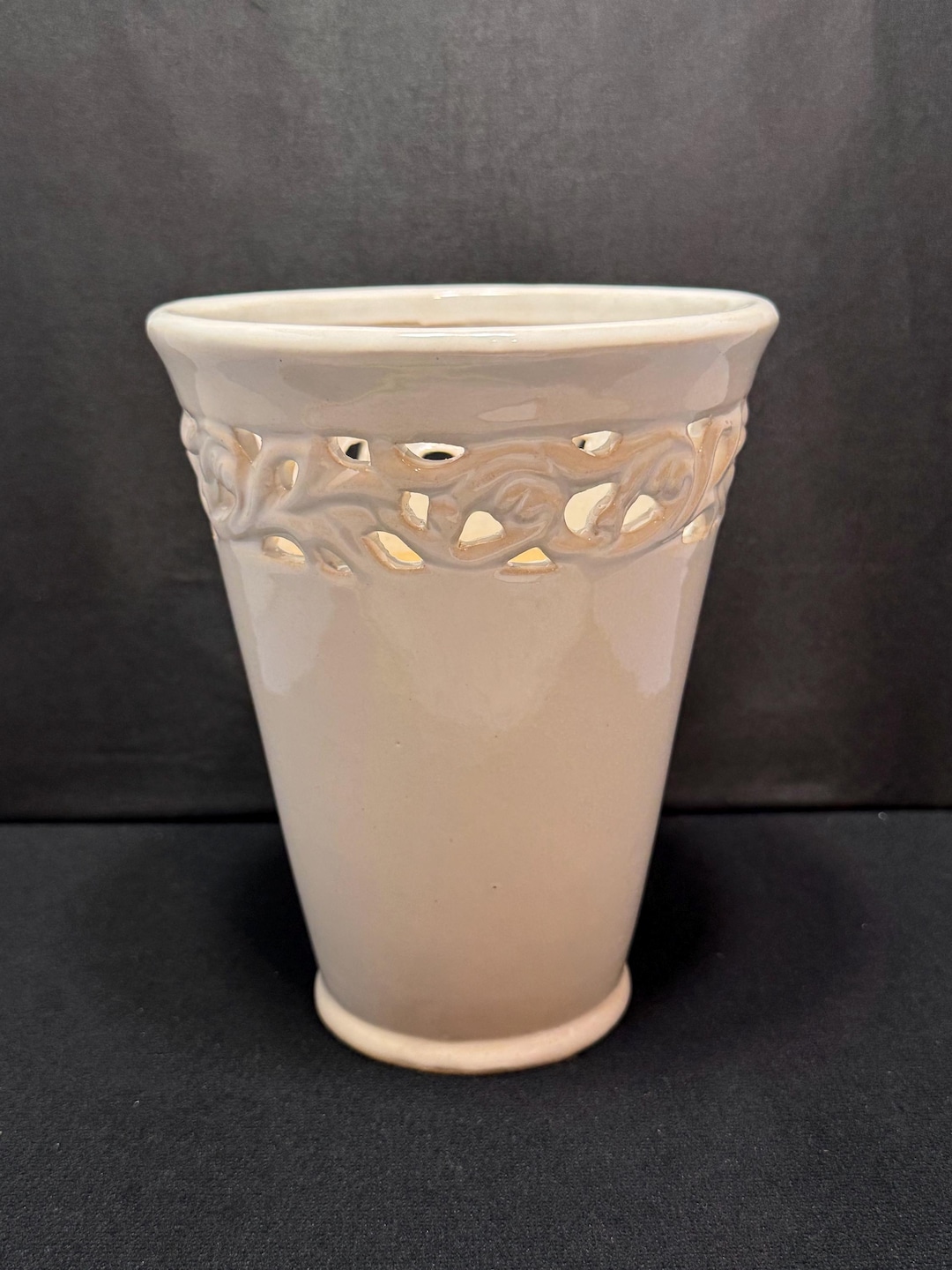 Vase Rim Examples Off White Reticulated Rim Ceramic Vase - Etsy