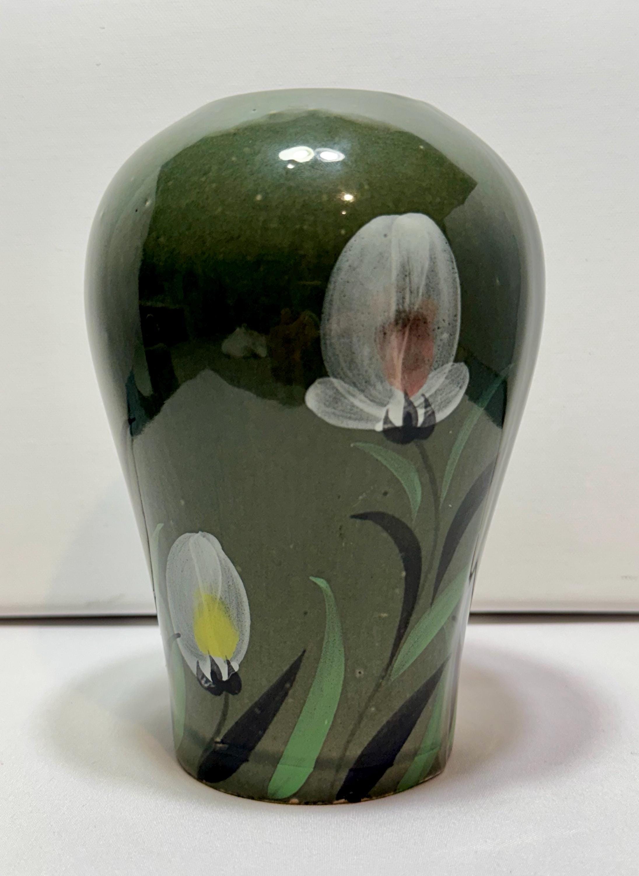 Olive Green Ceramic Hand Painted Iris Glaze Vase - Etsy