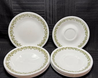 14 Vintage Corelle Crazy Daisy Saucers And Desert Plates