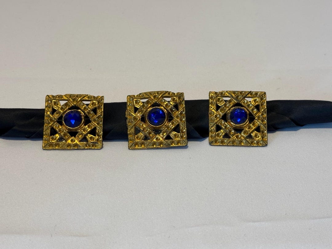 Vintage Yvette Saint Laurent Gold and Cobalt Blue Stone Brooches - Etsy