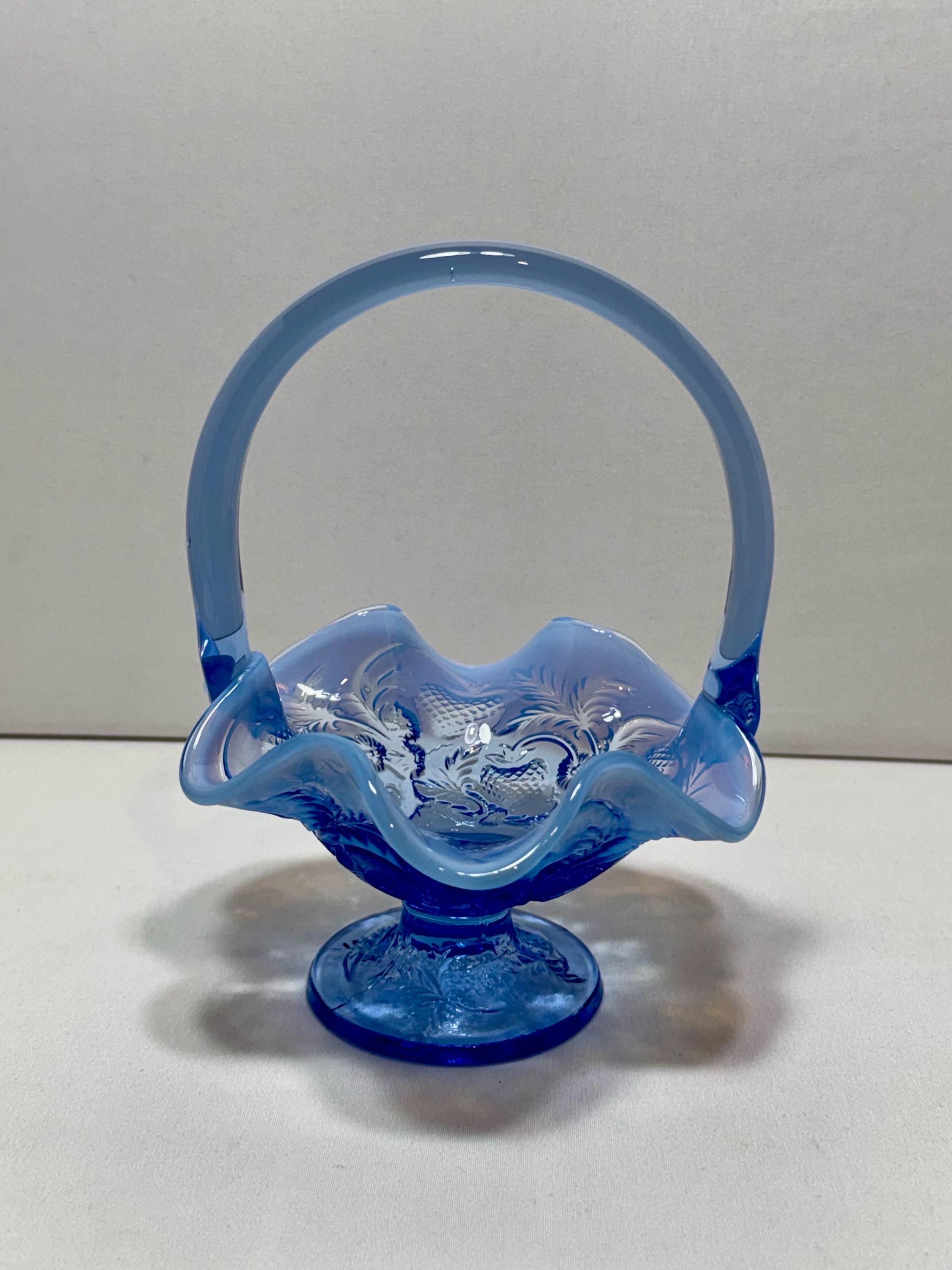 Fenton Blue Basket - Etsy