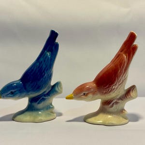 Vintage Royal Copley,  Blue and Pink ceramic birds