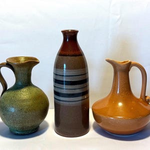 3 vasi vintage in ceramica lavorati a mano