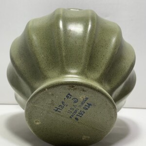 Sage Green Speckle Glaze Haeger USA Ribbed Planter image 5