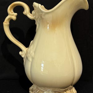 Large Haeger Pottery Victorian Style Cream Color Ceramic Pitcher vase
