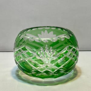 Emerald Green Cut To Clear Crystal Glass Bohemian Style Candle Votive