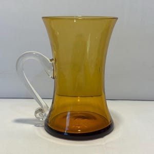 Hand Blown Honey Amber Glass Pitcher Vase