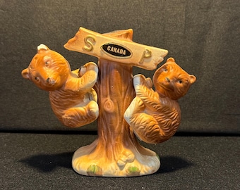 Vintage Ceramic Hanging Bear Salt and Pepper Shakers