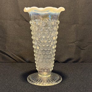 Vintage Anchor Hocking Opalescent Moonstone Pedestal bud vase