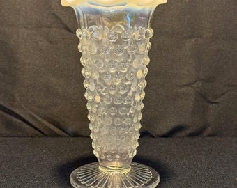 Vintage Anchor Hocking Opalescent Moonstone Pedestal bud vase