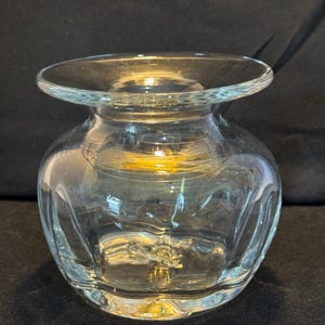 MCM Blenko Glass Crystal Clear Optic Pannel Vase