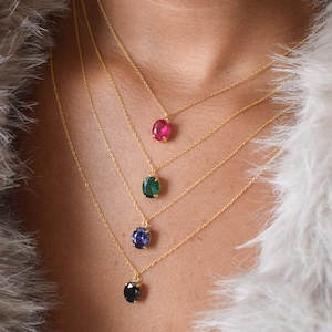 Family Birthstone 18k Gold Necklace, Personalized Birthstone Necklace, Dainty Minimalist Jewelry, Birthday Gift for Her