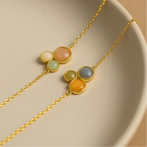 18k Gold Opal Chain Bracelet, Dainty Opal Bracelet, Minimalist Silver Bracelet, Gemstone Jewelry, Birthday Gift for Mom, Gift for Her