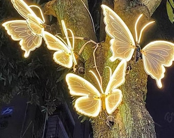 Butterfly Garden Lamp With Realistic Wing Movement Waterproof Outdoor Decor Premium Shell For Hanging Or Ground Plug Display Accent