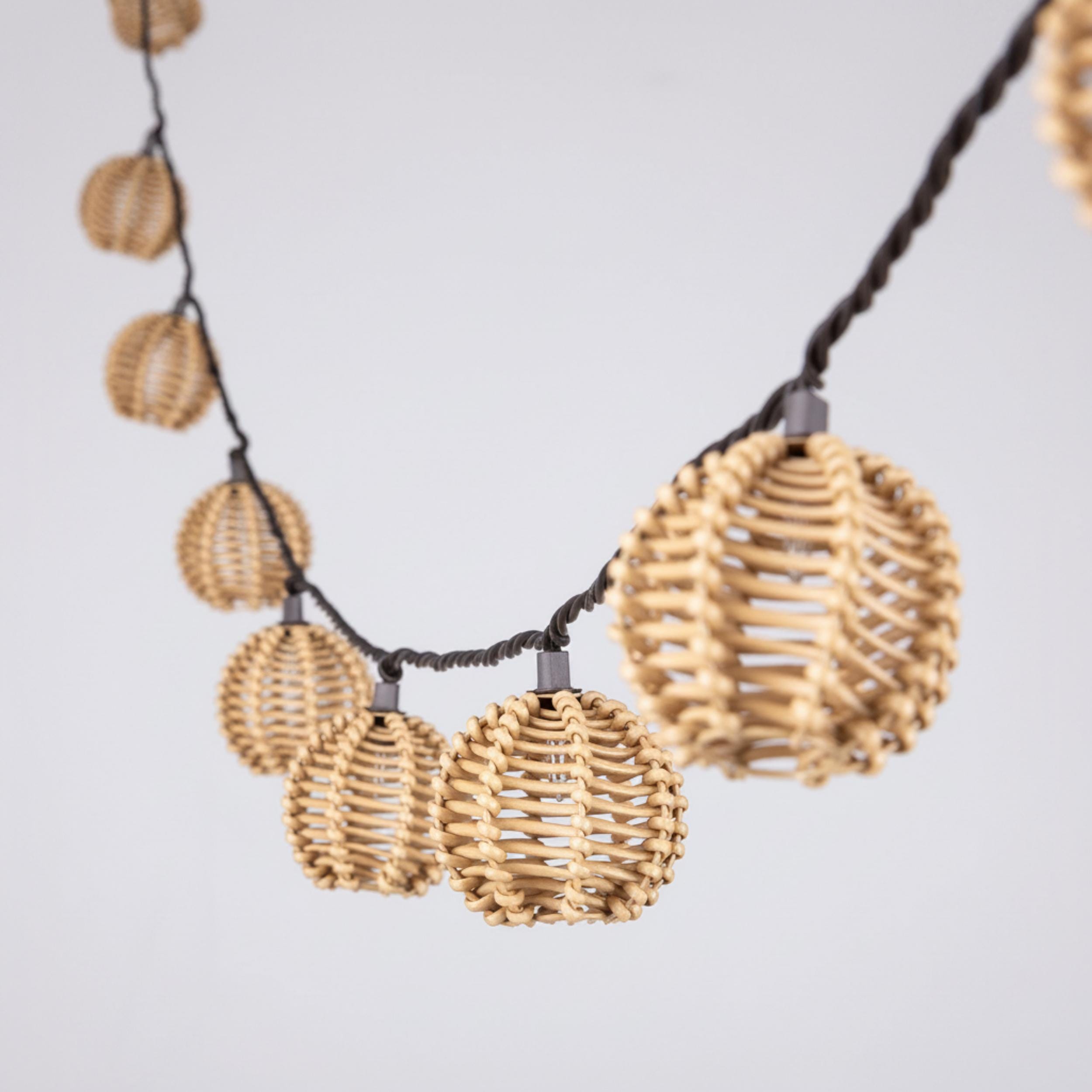 Security Rattan With String Solar Powered Brown Rattan String Lights – Led Outdoor Waterproof ...