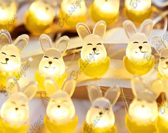 Easter Bunny String Lights: Copper Wire LED Fairy Lights