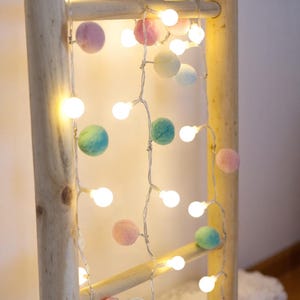 Pom Pom String Lights Pastel Garland Fairy Lights Nursery Kids Room Warm White Globe Lights Playroom Baby Shower Decor New Mom Gift Colorful