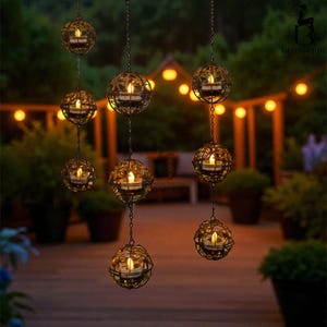 Solar Hanging Lanterns (3 Pack): Copper Wire Ball Lights, Waterproof Garden Decor