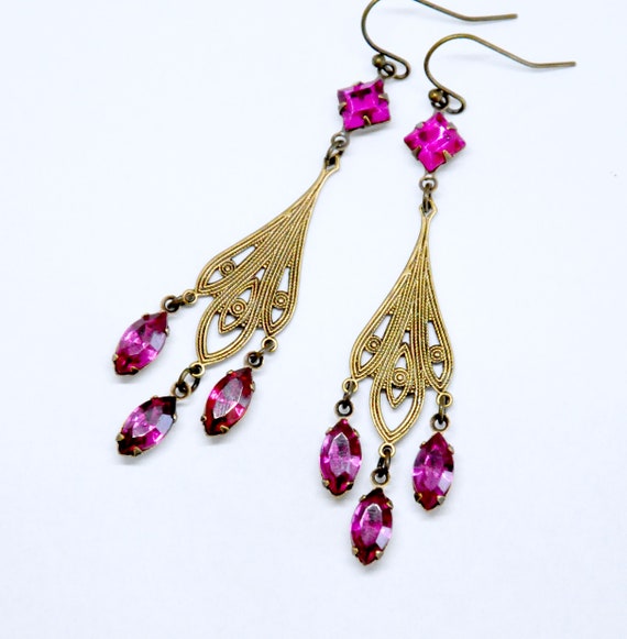 Fuschia chandelier earrings sale