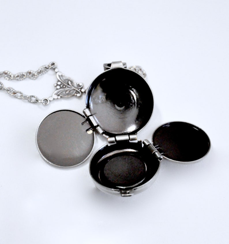 4 Photo Clock Locket Necklace Multi Picture Locket Antique Etsy