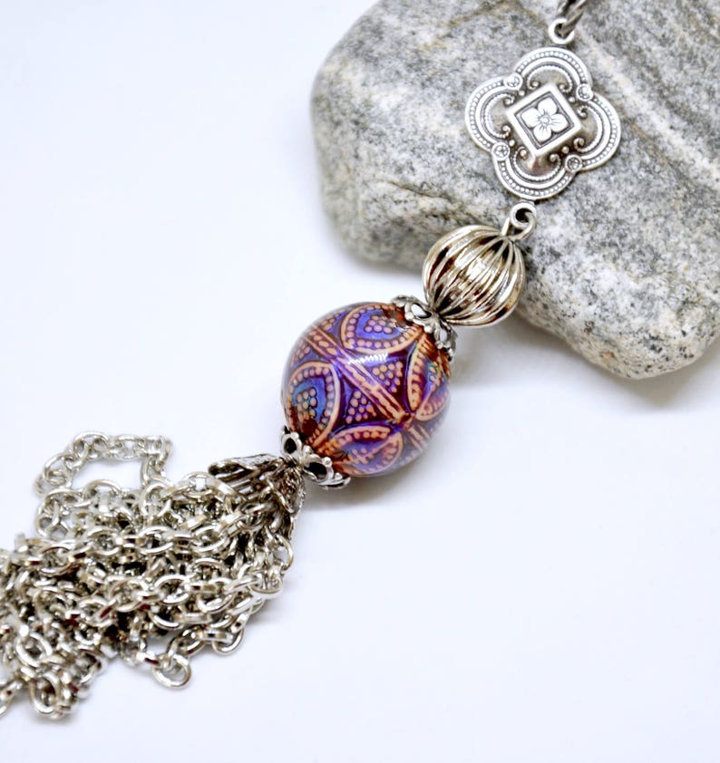 Mood Tassel Necklace Antique Silver Mood Necklace Mood Bead - Etsy
