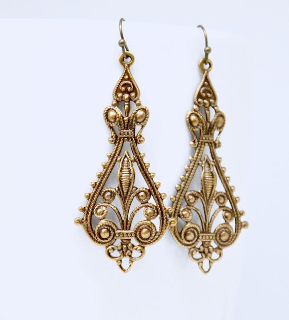 Antique brass earrings best sale