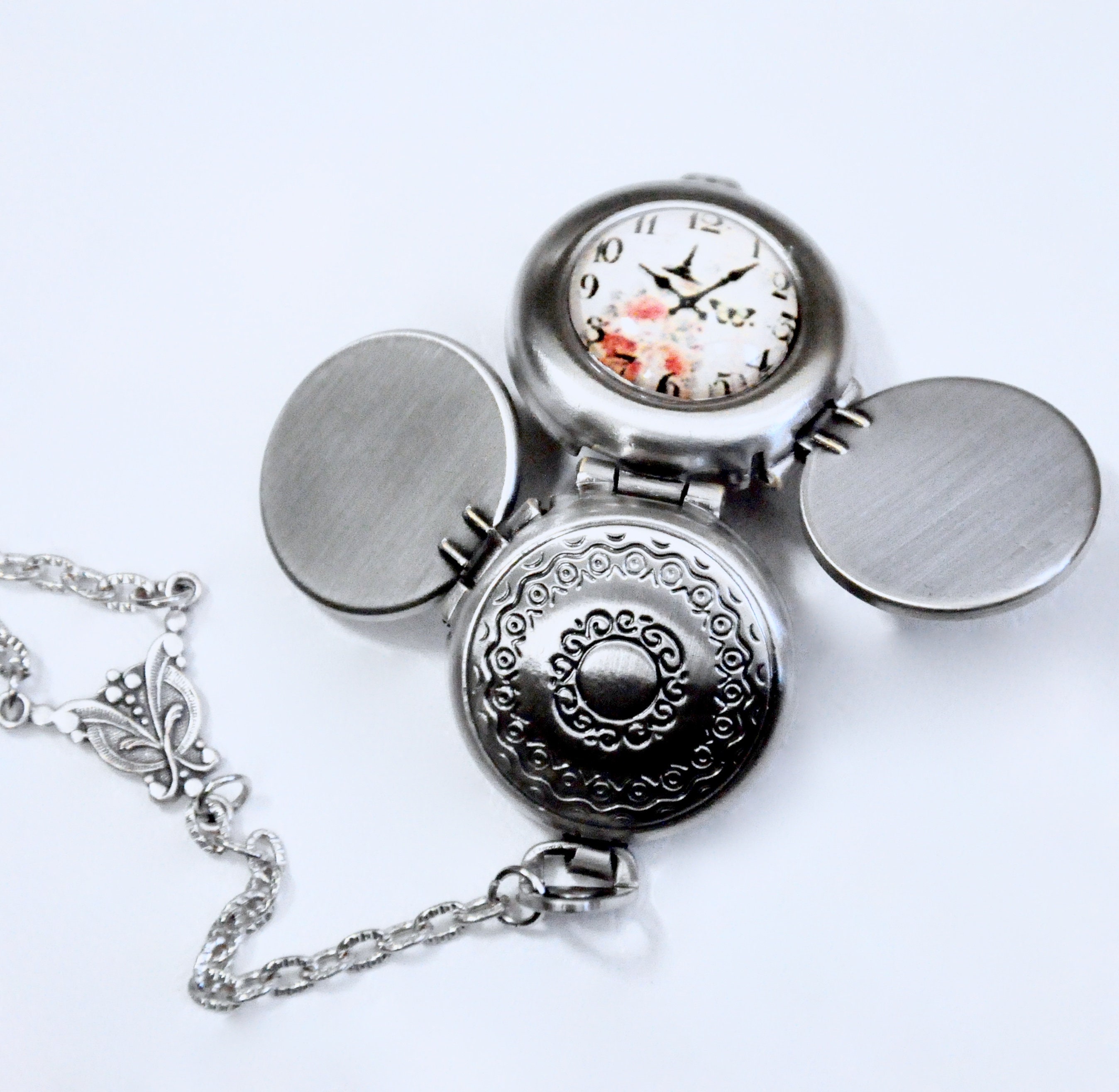 4 Photo Clock Locket Necklace Multi Picture Locket Antique Etsy.de