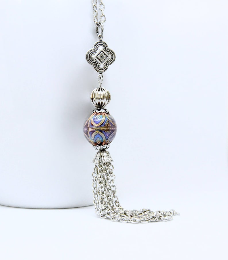 Mood Tassel Necklace Antique Silver Mood Necklace Mood Bead - Etsy