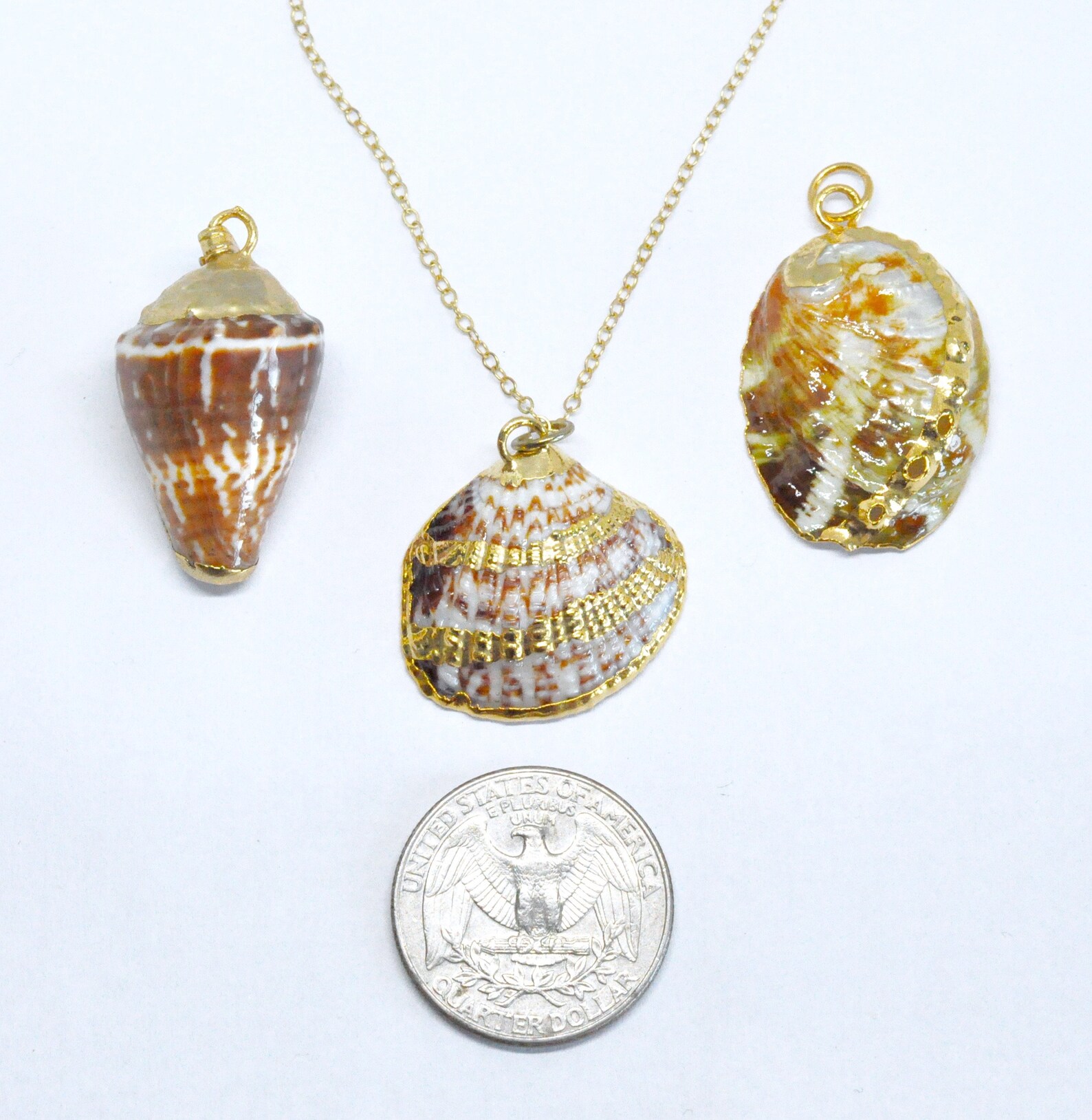 Gold Dipped Seashell Necklace 3 Interchangeable Pendants Set Etsy UK