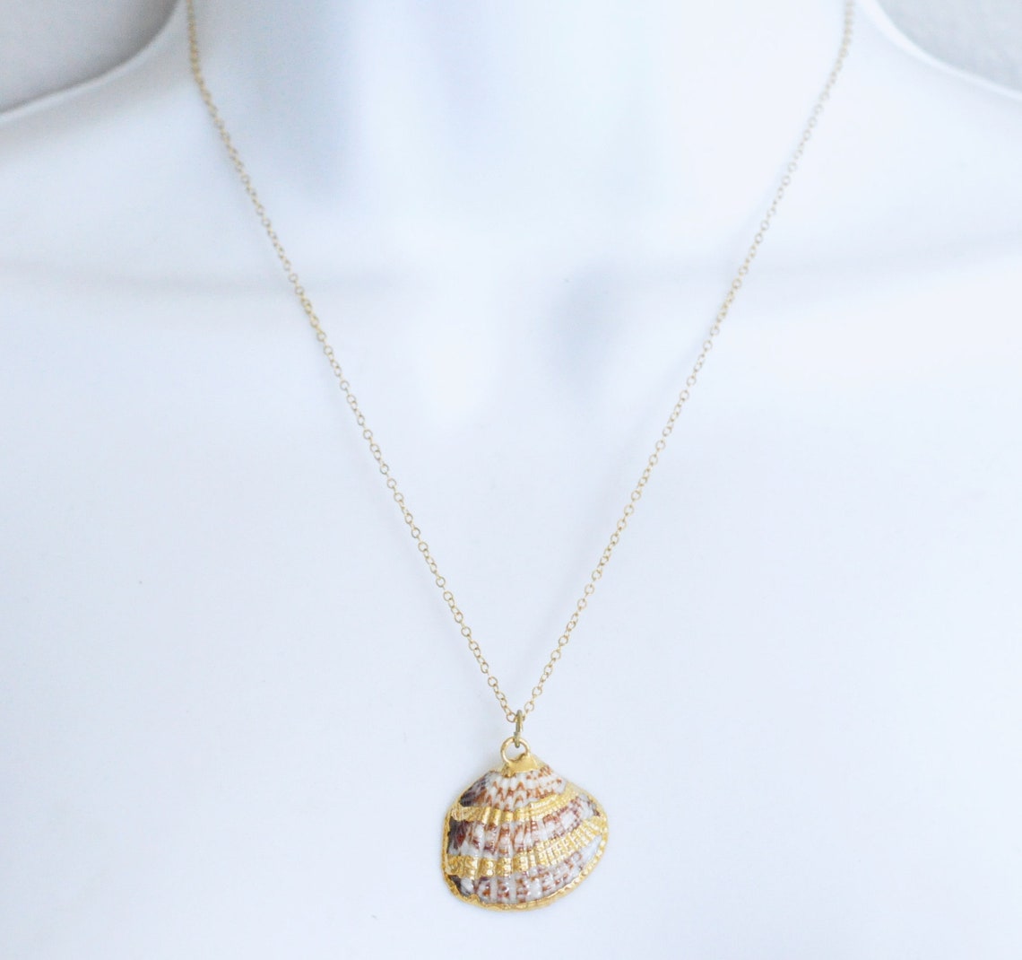 Gold Dipped Seashell Necklace 3 Interchangeable Pendants Set Etsy UK