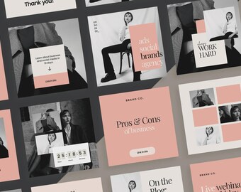 Pink Instagram Post Templates: Social Media Kit (Canva Editable)
