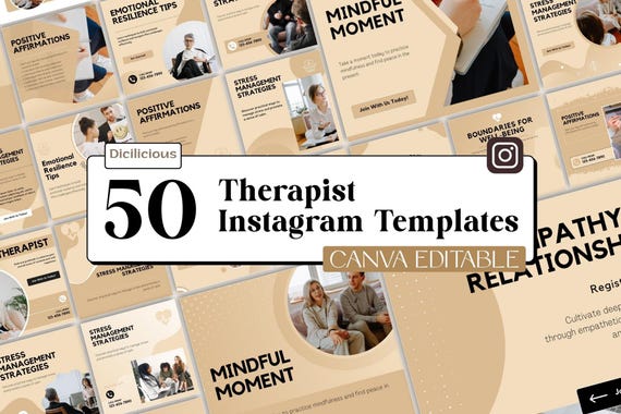 Therapist Instagram Templates | Canva Social Media Kit for Health Coaches & Medical Accounts | Editable Mental Health Posts