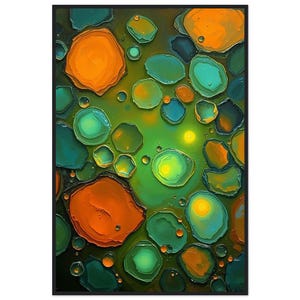Poster con cornice in legno con fioritura luminescente su carta semi-lucida classica