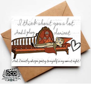 Over de tuinmuur-wenskaart - I Think About You & Play Klarinet