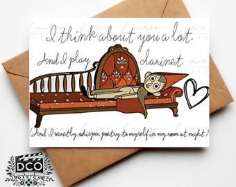 Over the Garden Wall Greeting Card - I think About You & Play Clarinet