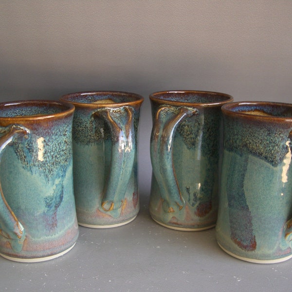Hand thrown stoneware pottery mugs set of 4  (M-83)