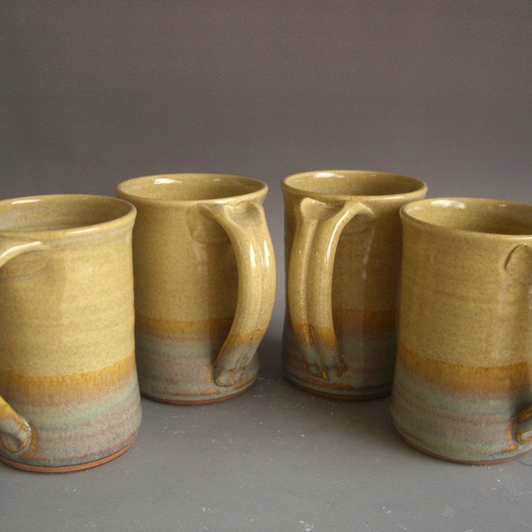 Hand thrown stoneware pottery mugs set of 4  (M-77)