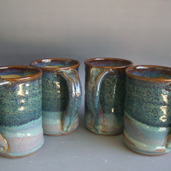 Hand thrown stoneware pottery mugs set of 4  (M-86)