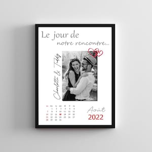 Personalized couple poster, Valentine's Day gift for men, meeting day, calendar date